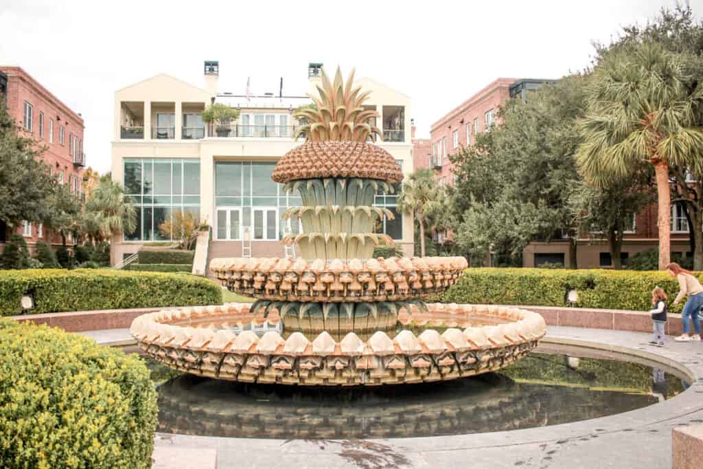 Pineapple fountain in Riverfront Park in Charleston