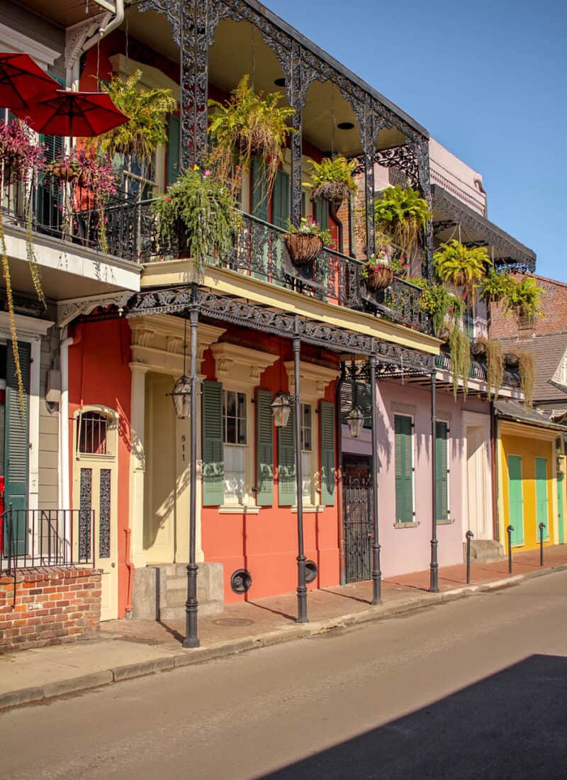 colorful row homes in New Orleans French Quarter
