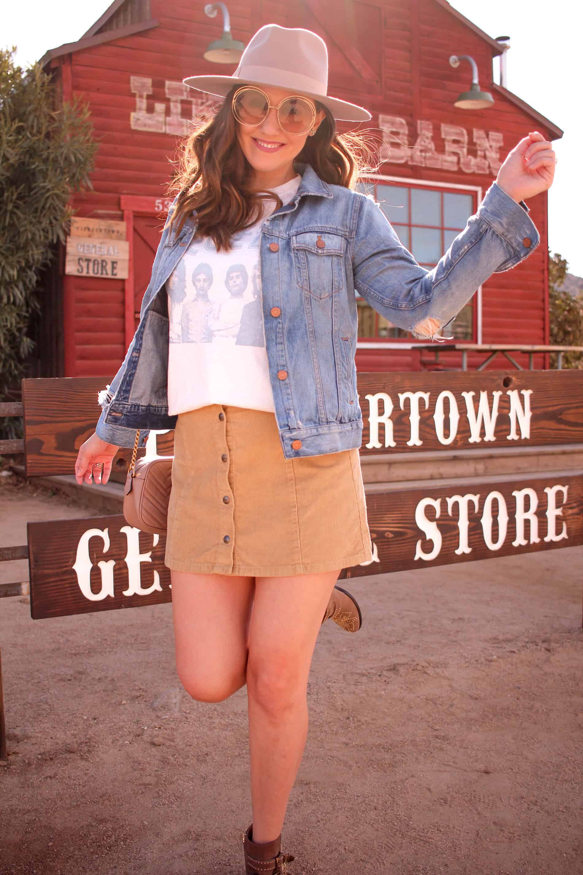 girl in front of pioneertown general store