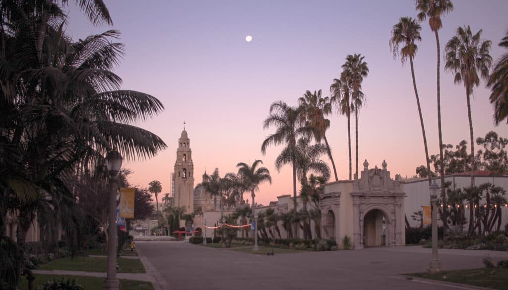 balboa park mall at sunrise