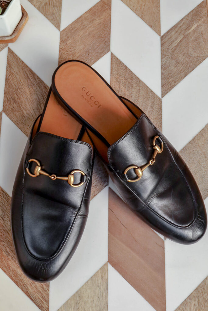 Gucci princetown 2025 leather backless loafers