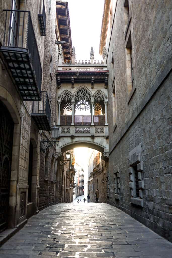 pont del bisbe gothic quarter Barcelona Spain