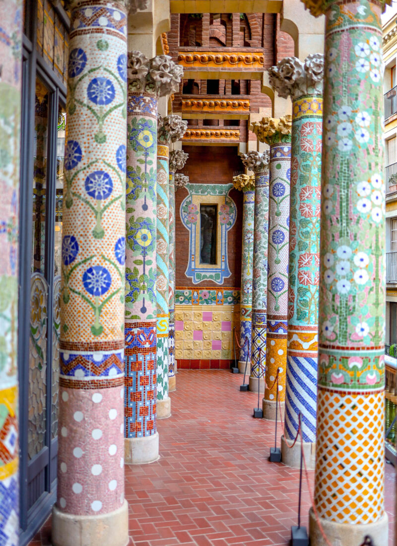 colorful columns palau de la musica barcelona spain