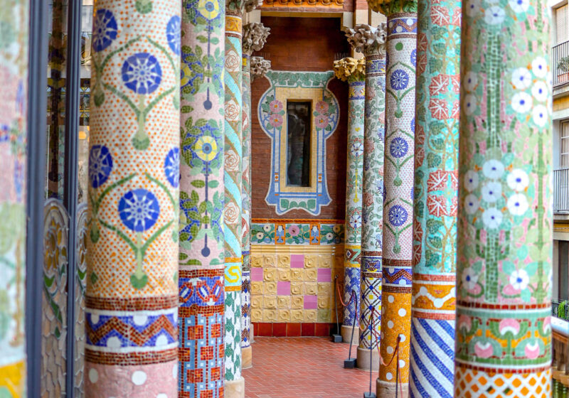 colorful columns palau de la musica barcelona spain