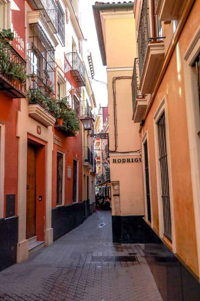 Colorful streets of the Barrio Santa Cruz Seville Spain
