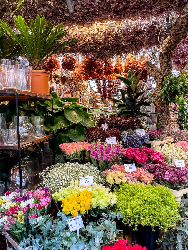 beautiful display of flowers in Bloemenmarkt Amsterdam