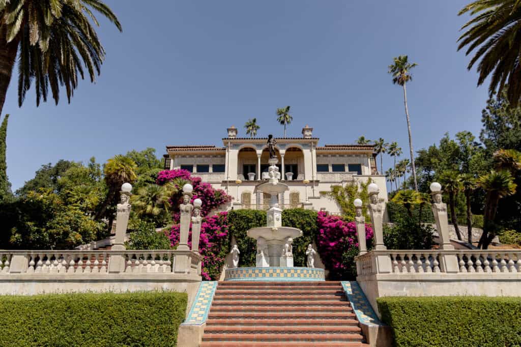 exterior opulence of Hearst castle in San Simeon California