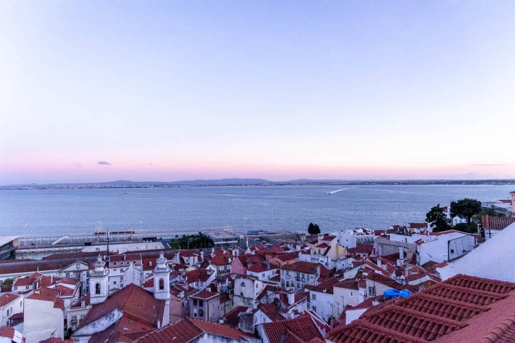 sunset view from Miradouro Santa Luiza in Lisbon
