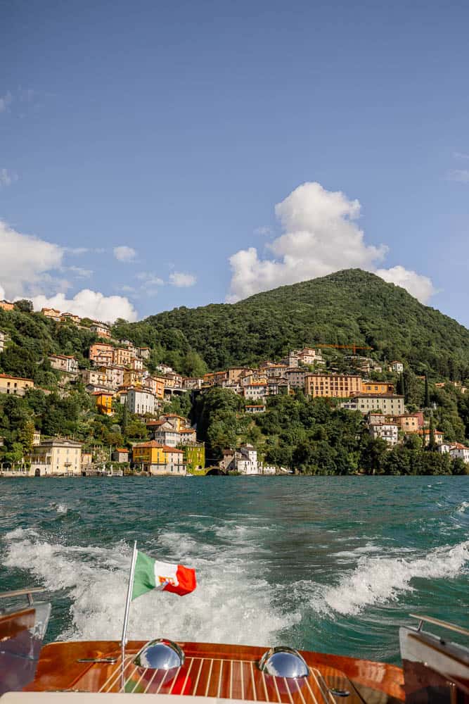 Lake Como landscape from a venetian boat
