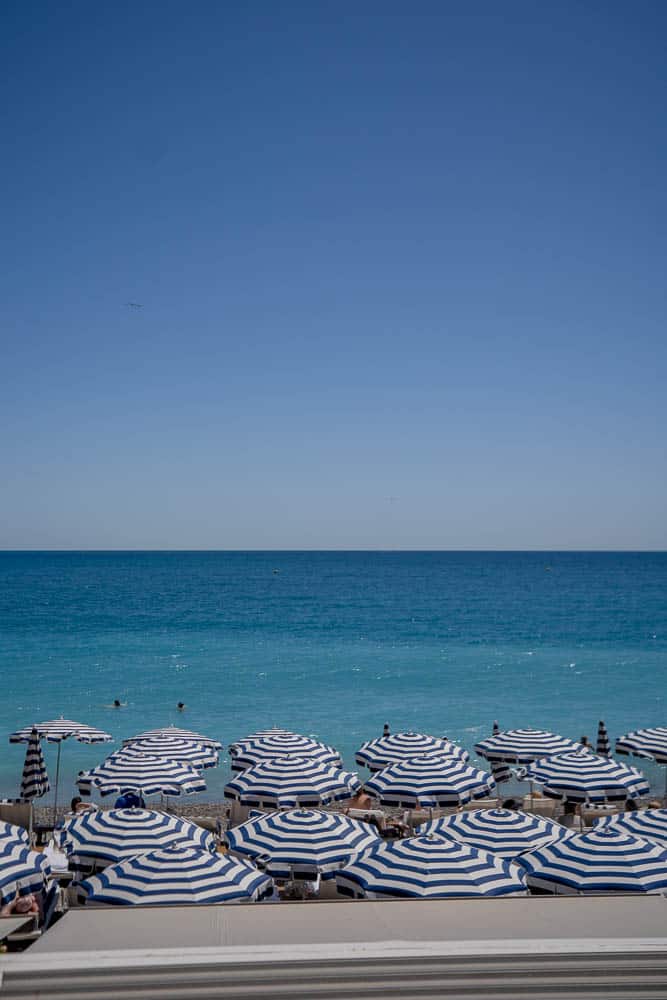 aqua blue waters at Ruhl Plage beach club in Nice France