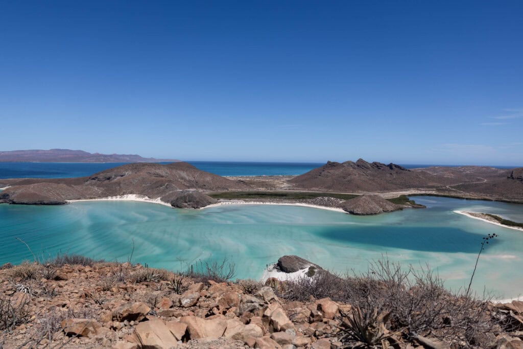 birdseye view of Balandra Beach in La Paz