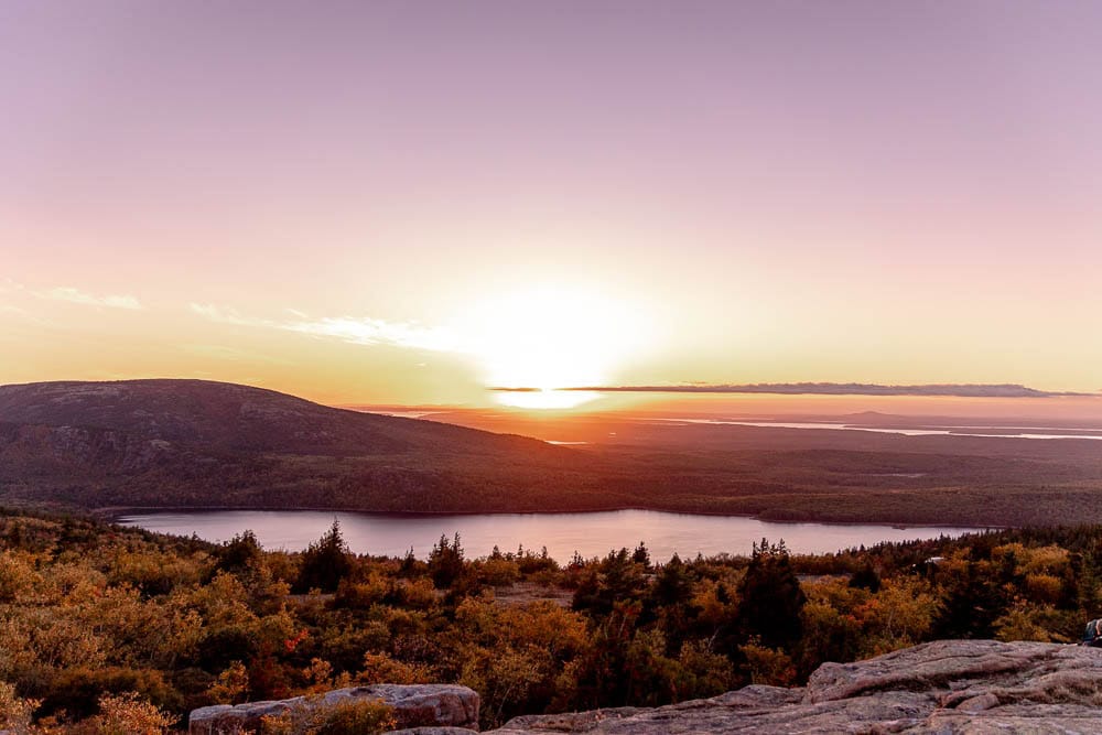 sunset overlooking Cadillac Mountain