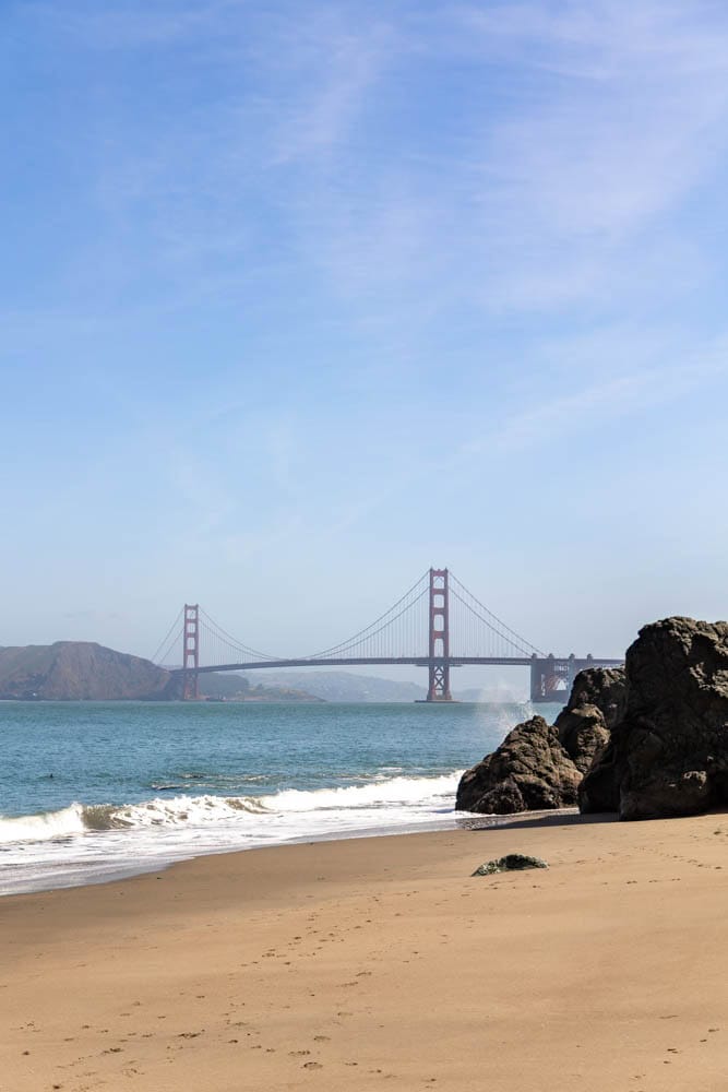 viewpoint of Golden Gate Bridge from China Beach in SF