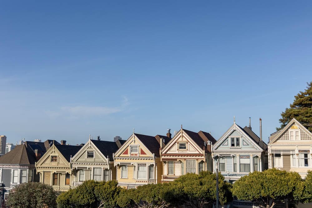 the colorful row of Victorian Homes in San Francisco known as the Painted Ladies