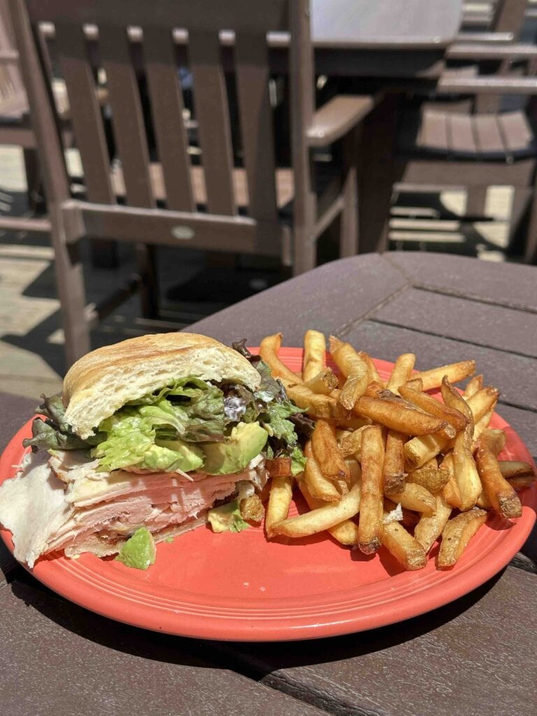 turkey sandwich at cafe in downtown Mendocino