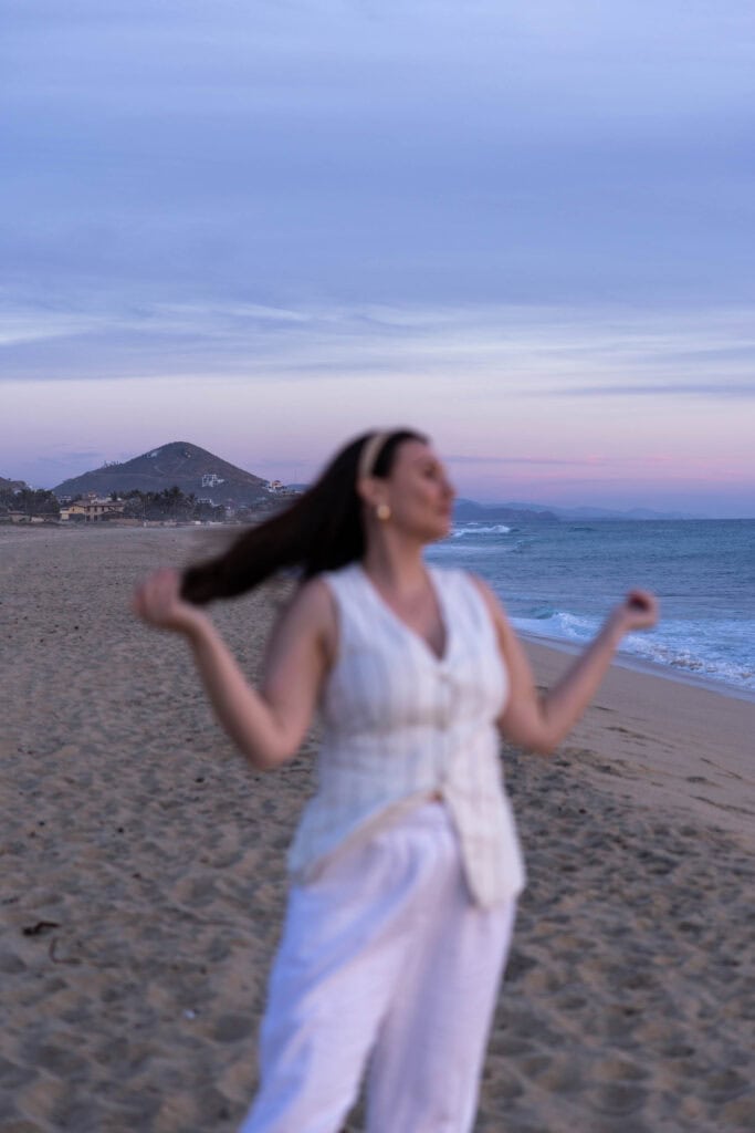 woman enjoying the sunset at beaches in todos santos