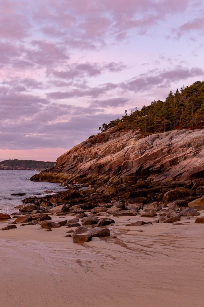 sunrise at Sand Beach in Acadia