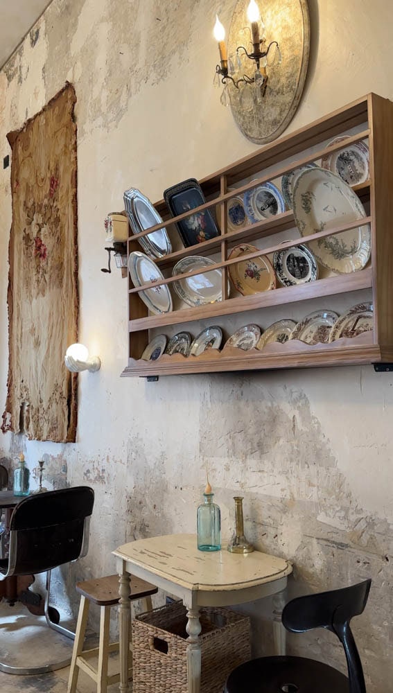 antique interiors of a coffee shop in Paris