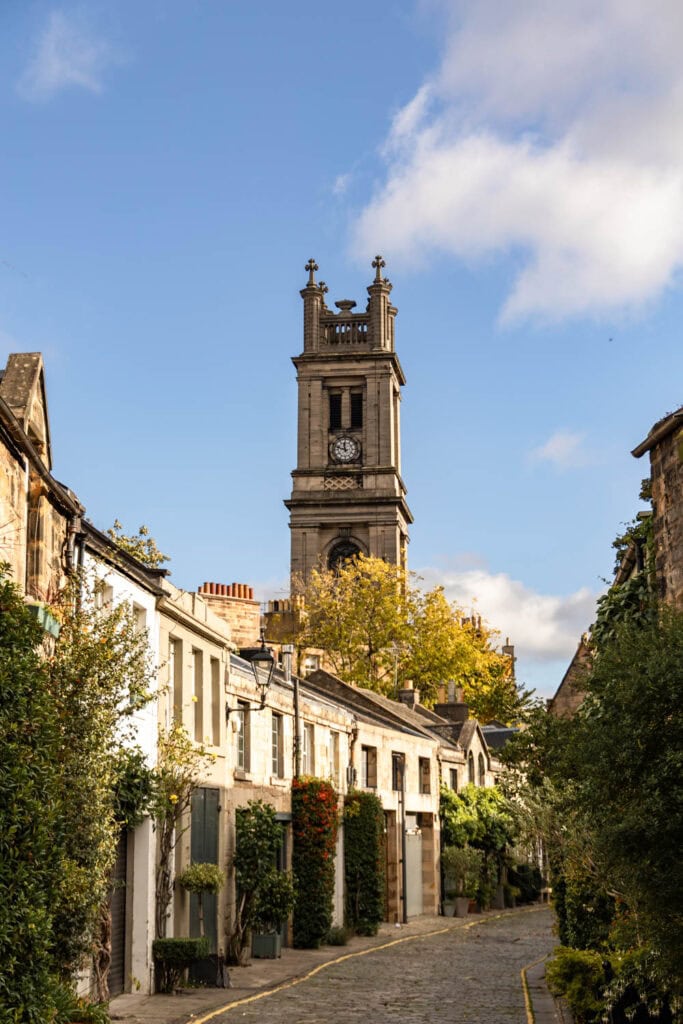 Pictures of a historic clock tower in a charming European town.