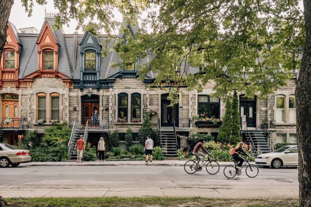 beautiful victorian homes lining a park